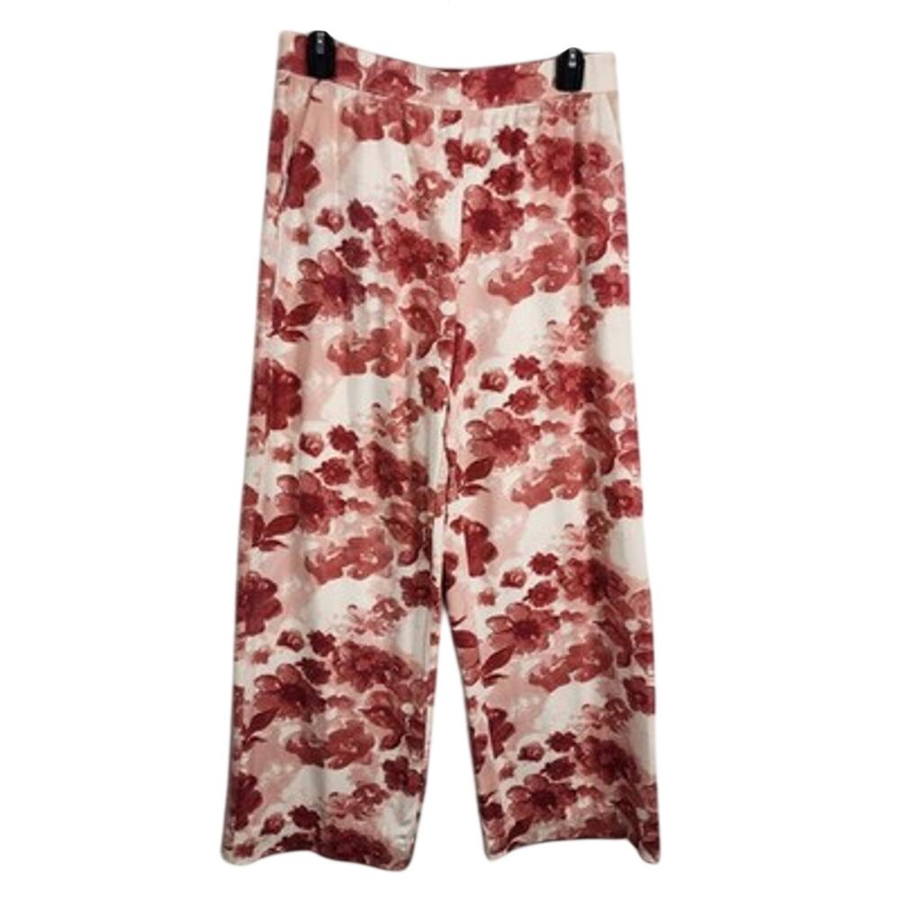 Denim & Co Regular Printed Jersey Pant S Pull On Pocket Floral A392171 Dark Rose
